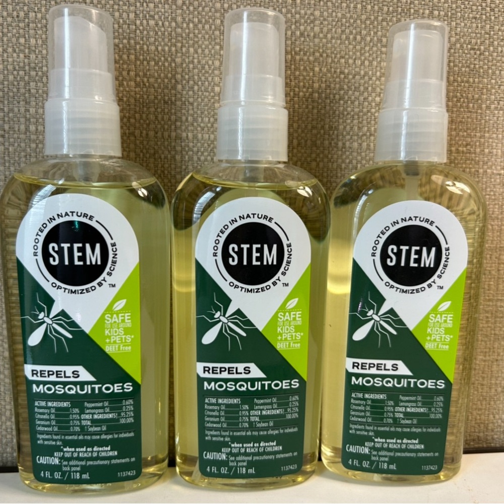 Lot of 3 STEM Repels Mosquitoes safe for kids & pets.